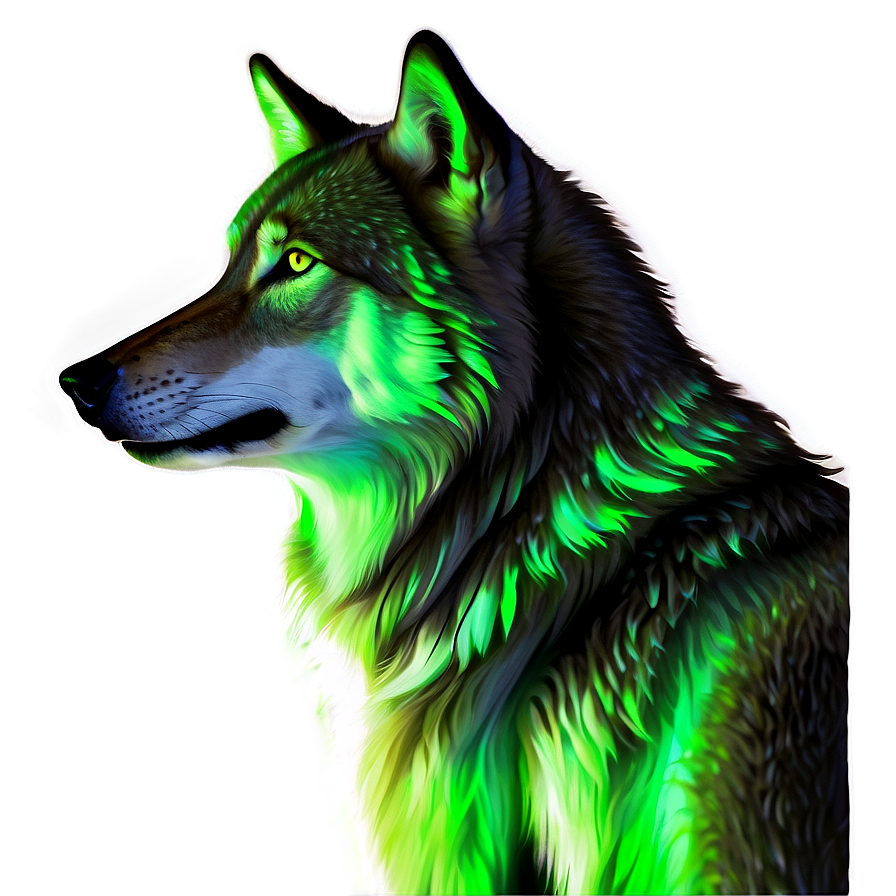 Alpha Wolf With Northern Lights Png Cgb