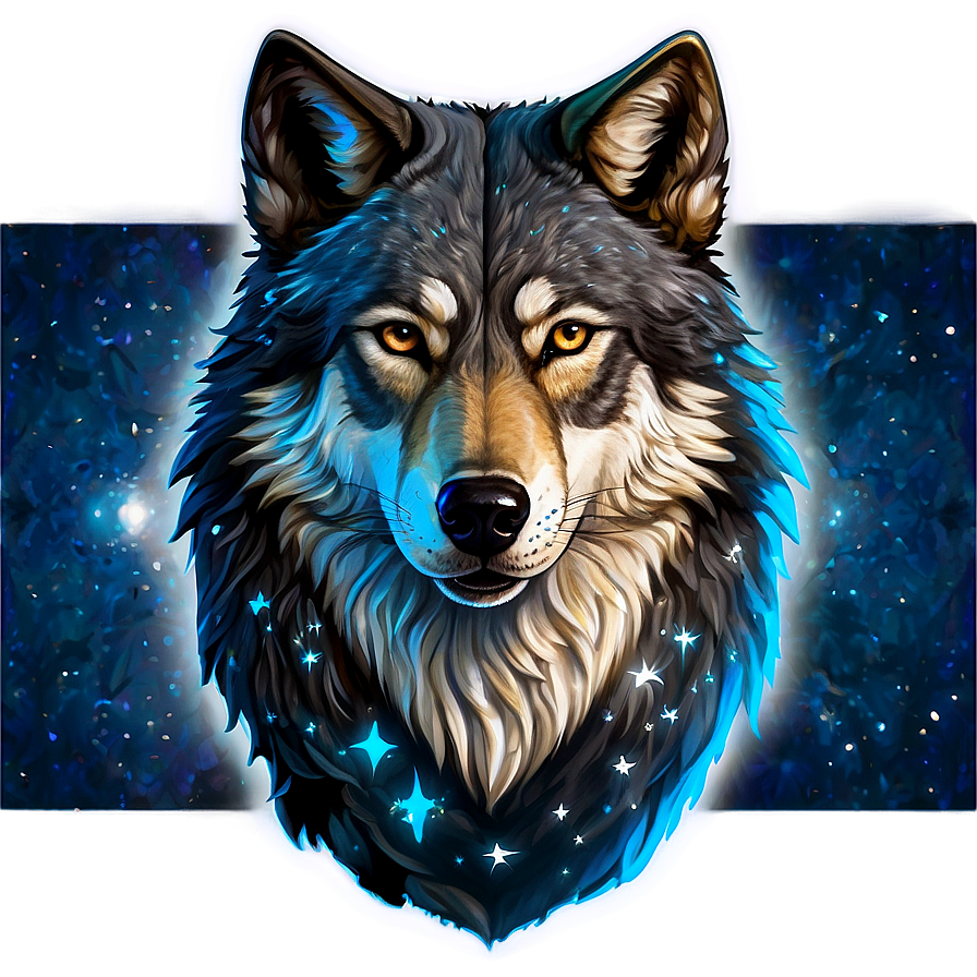 Alpha Wolf With Stars Png Uhx65