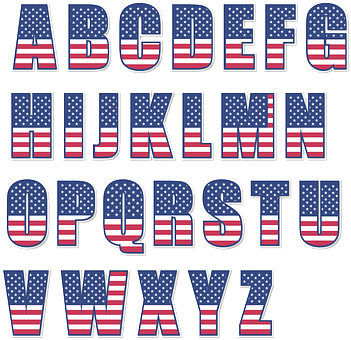 American Flag Alphabet Design