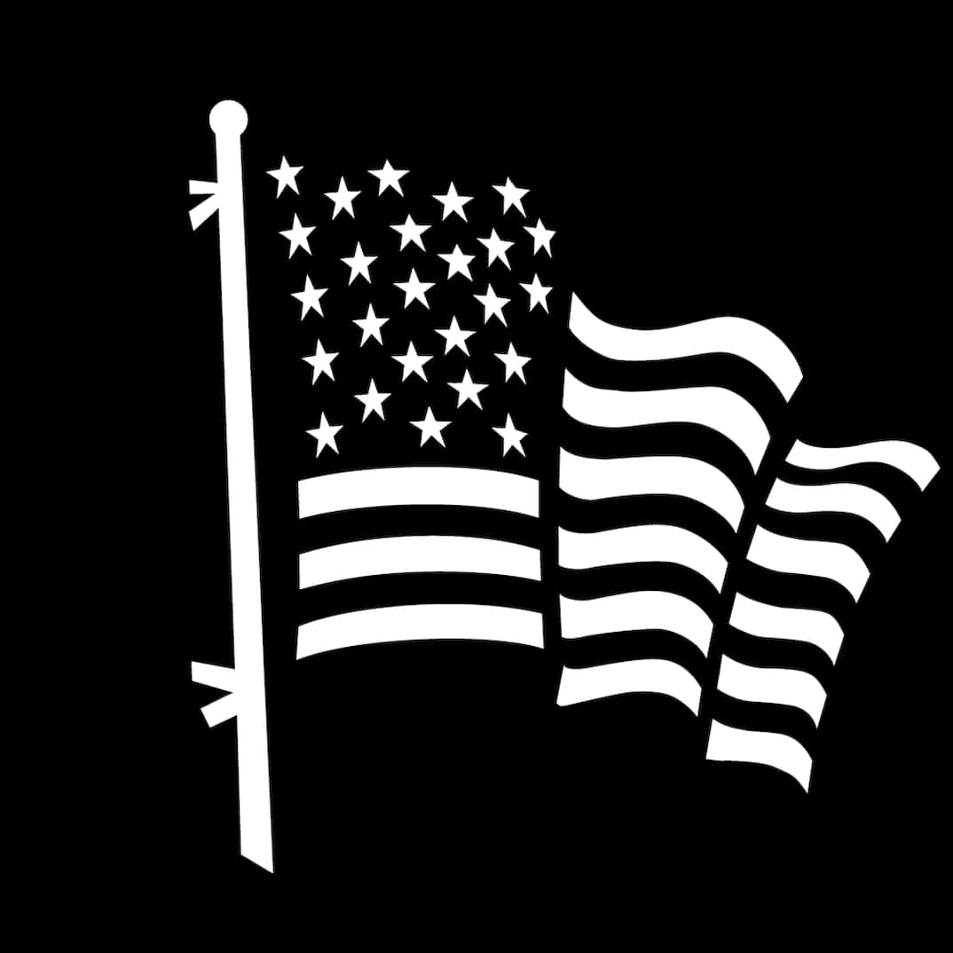 American Flag Blackand White Graphic