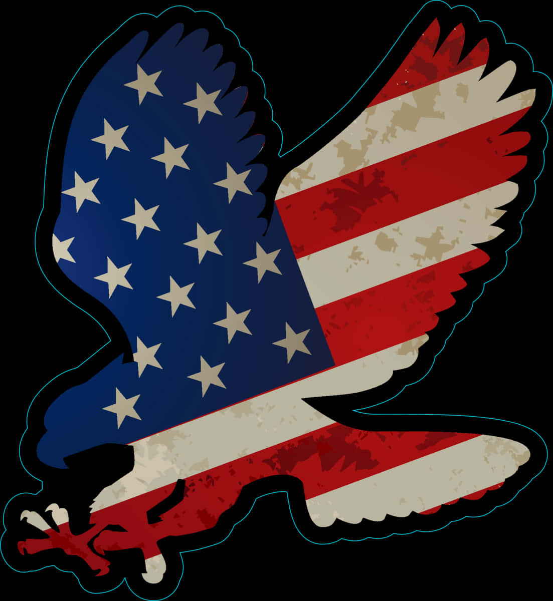 American Flag Eagle Silhouette