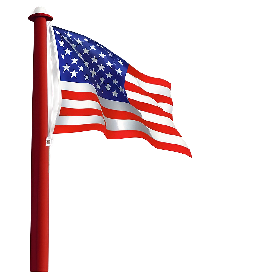 American Flag On Pole Silhouette Png 06132024