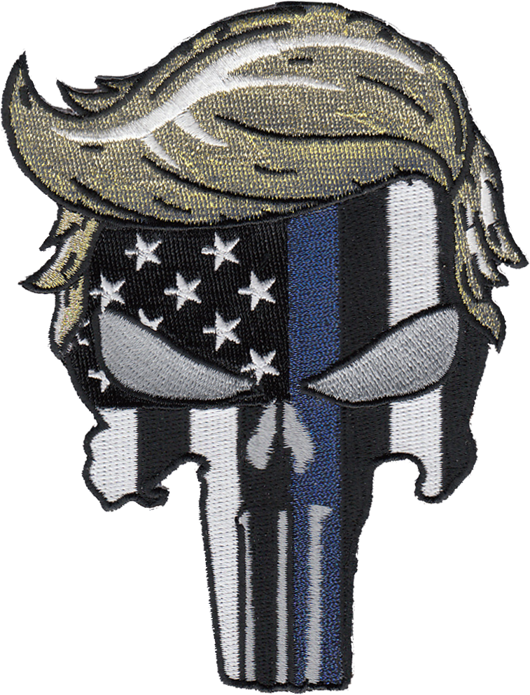 American Flag Punisher Skull Blue Line Patch