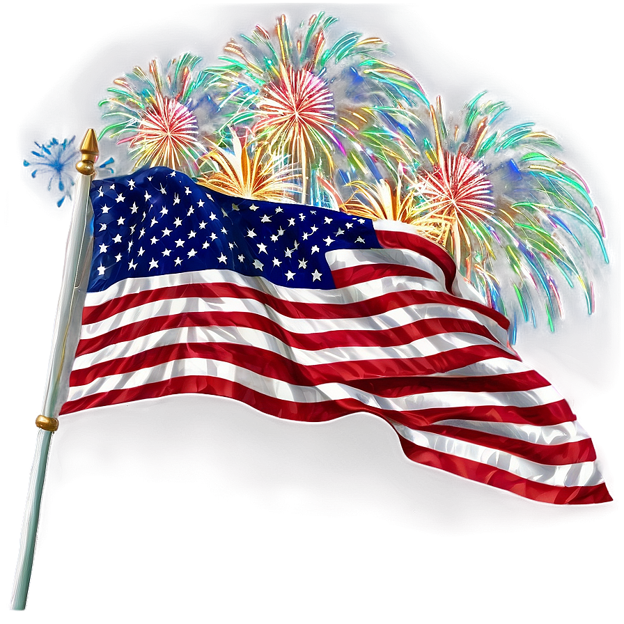 American Flag With Fireworks Background Png 80