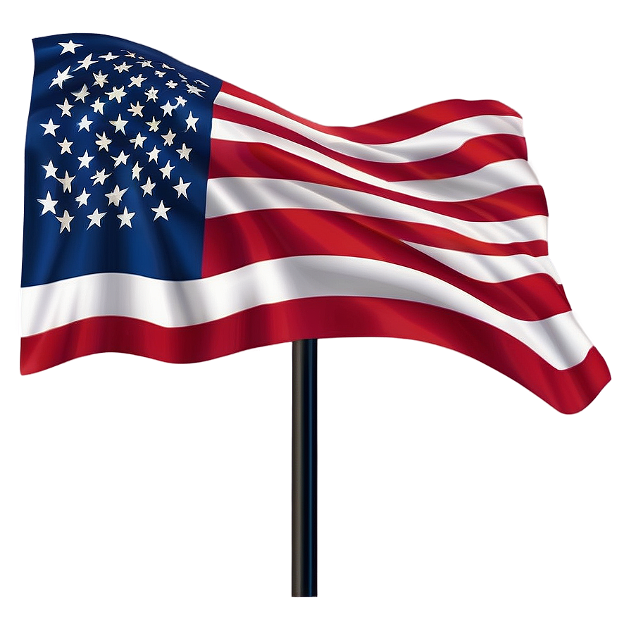 American Flag With Pole Png Clipart 98