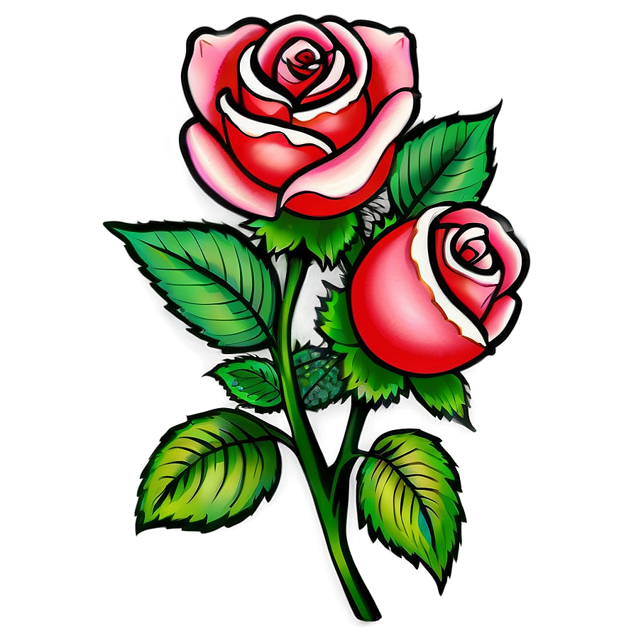 American Traditional Rose Tattoo Design Png Tbx93