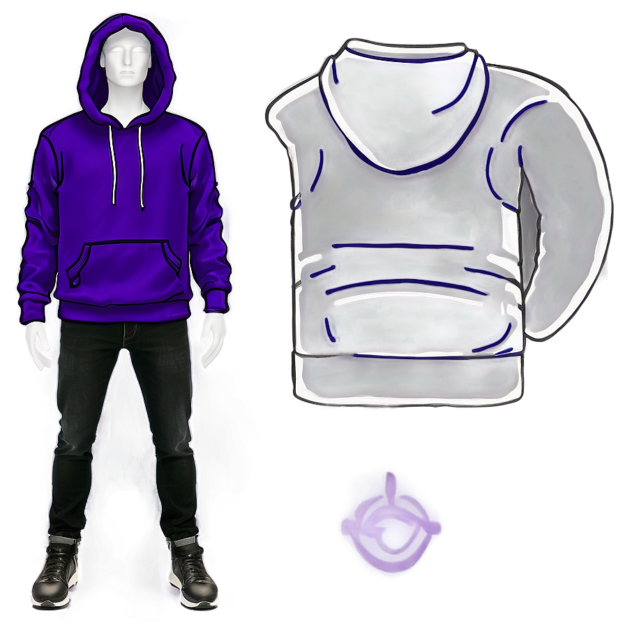 Amethyst Purple Hoodie Sketch Png 25