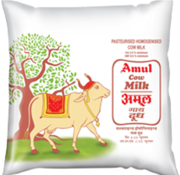 Amul Cow Milk Packet Design