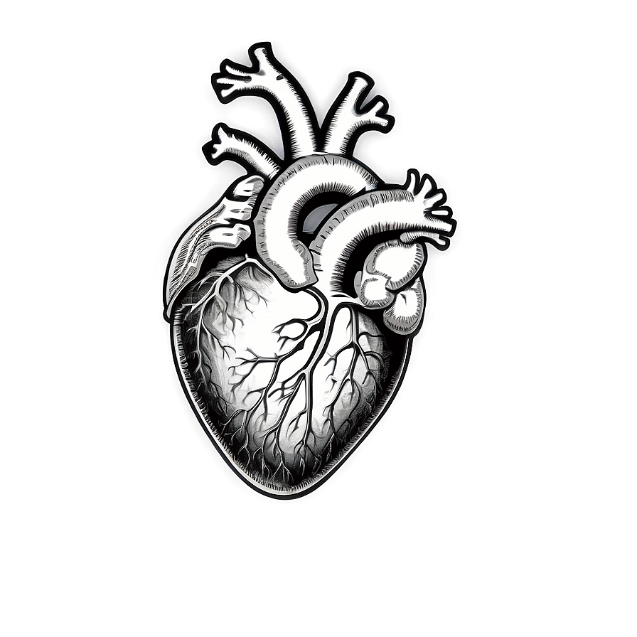 Anatomical Heart Line Art Png Dxx58