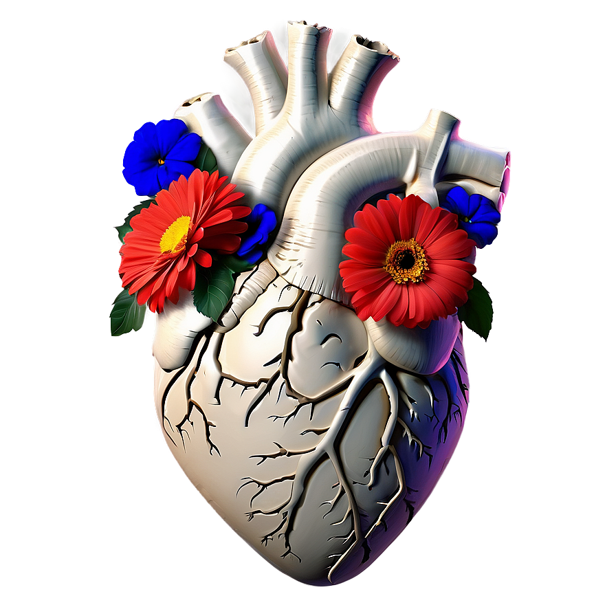 Anatomical Heart With Flowers Png Ttx