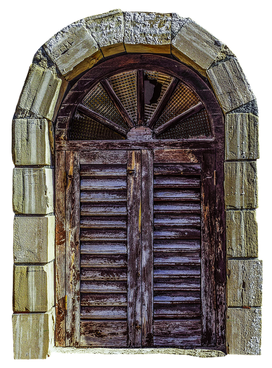 Ancient Arched Stone Window Shutters