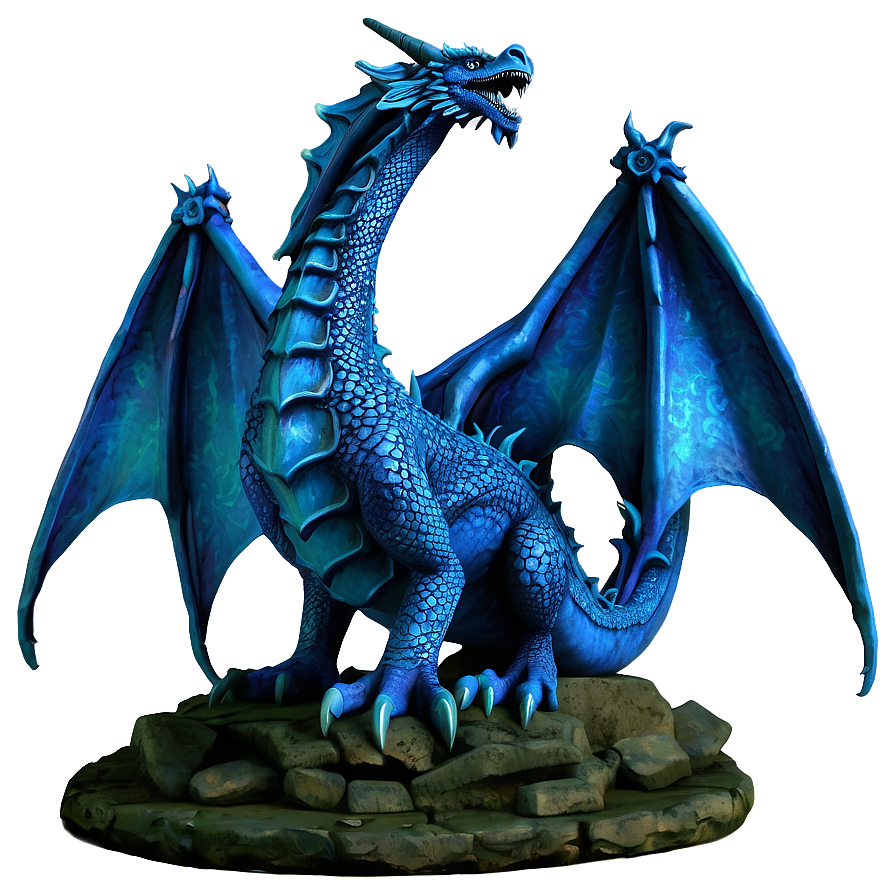 Ancient Blue Dragon Statue Png Cfl34