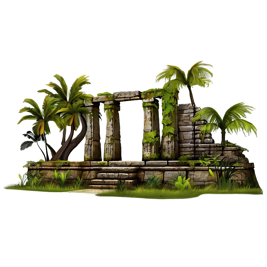 Ancient Ruins In Jungle Landscape Png 38