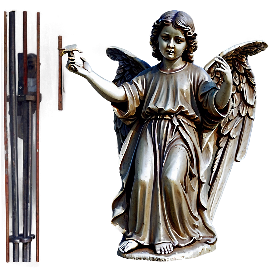 Angel Holding Cross Statue Png Sqm