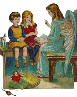 Angel Teaching Children Vintage Illustration