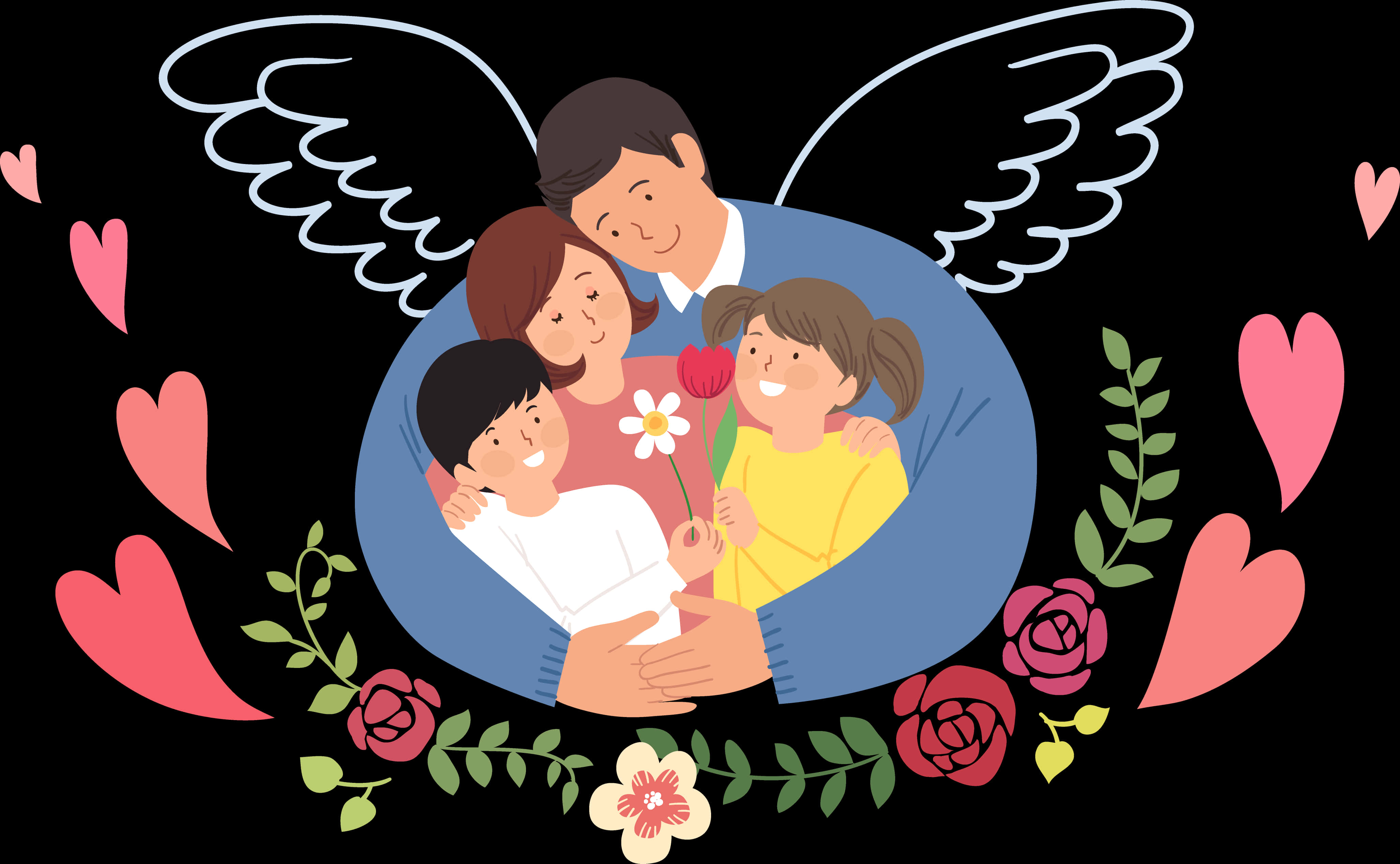 Angel Winged Family Embrace