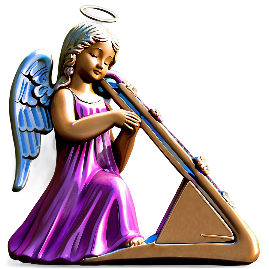 Angel With Harp Figure Png 06202024