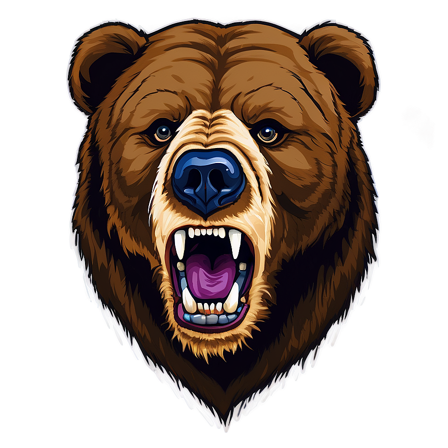 Angry Bear Head Design Png 50