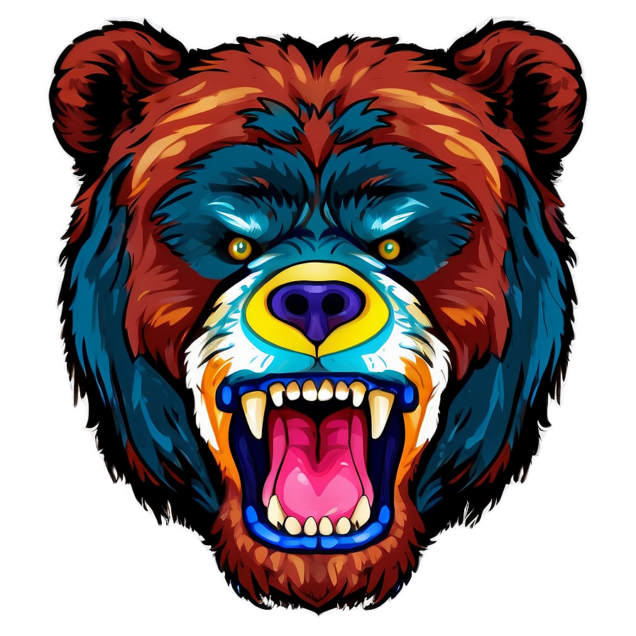 Angry Bear Head Design Png 93