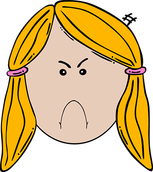 Angry Cartoon Girl Face