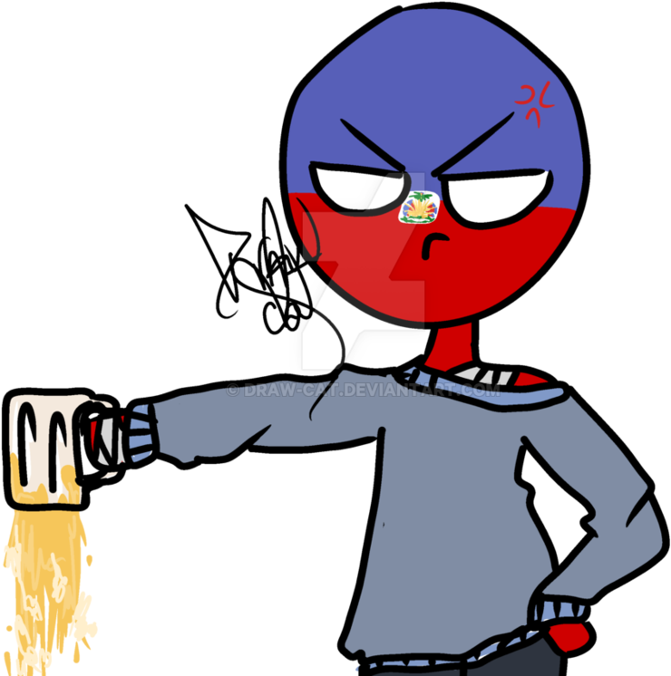 Angry Countryball Spilling Drink