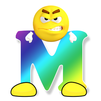 Angry Emoji Letter M