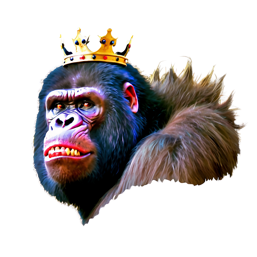 Angry Gorilla With Crown Png 45