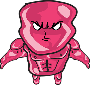 Angry Pink Cartoon Character