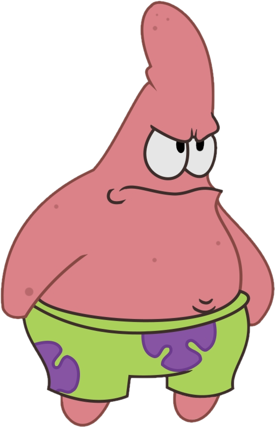 Angry Pink Starfish Cartoon Character