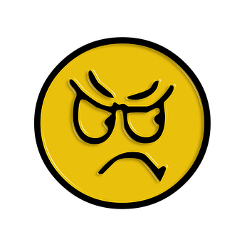 Angry Yellow Face Emoji Black Background