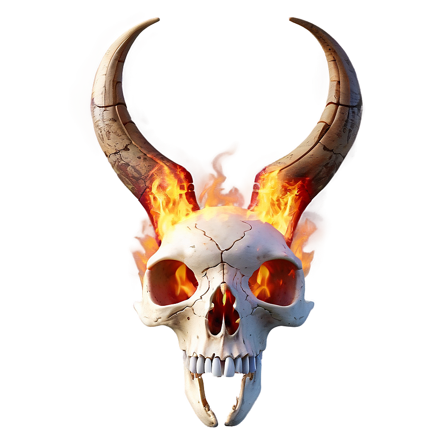 Animal Skull On Fire Png 06282024