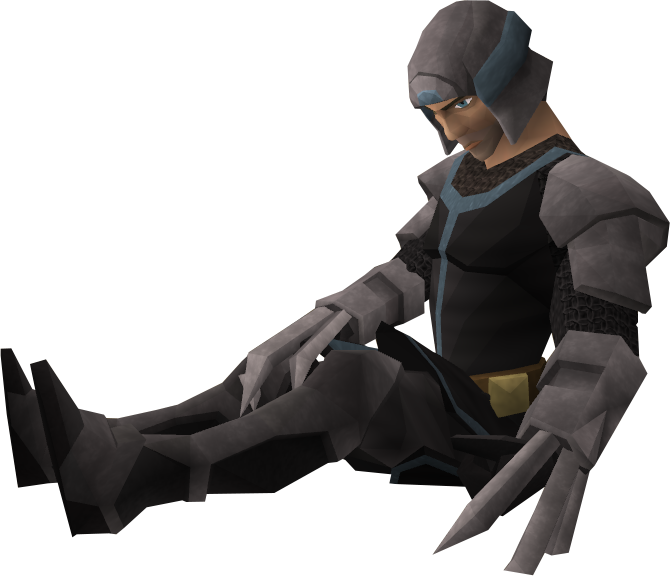 Animated Armored Soldier Seated