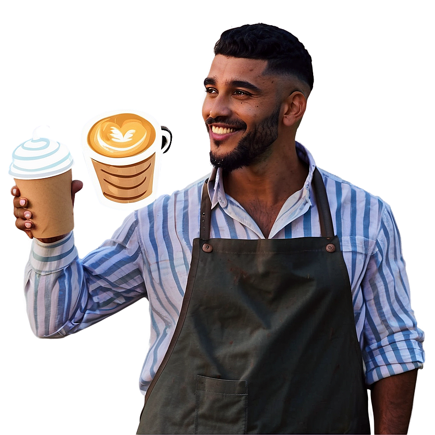 Animated Barista Character Png Bgr