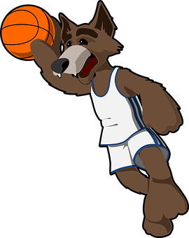 Animated Basketball Playing Wolf