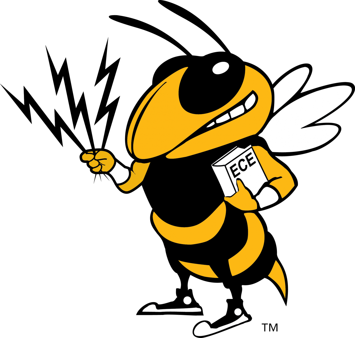 Animated Bee Mascotwith Lightning Bolts