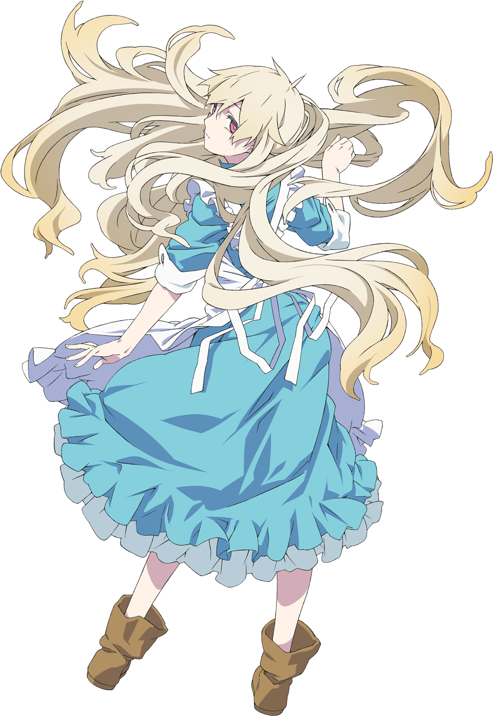 Animated Blonde Characterin Blue Dress