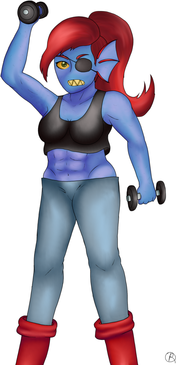 Animated Blue Character Weightlifting