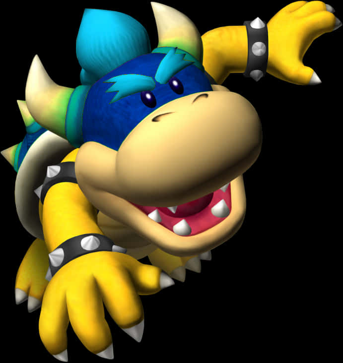 Animated Blue Haired Bowser Character