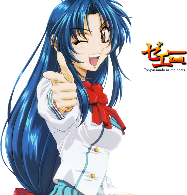 Animated Blue Haired Girl Giving Thumbs Up