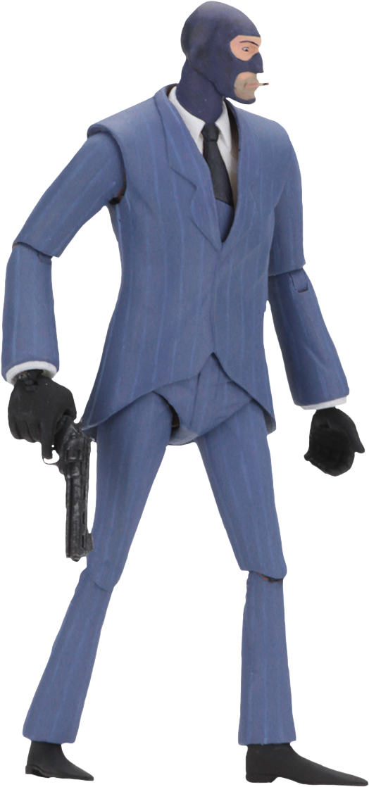 Animated Blue Suited Spy With Gun