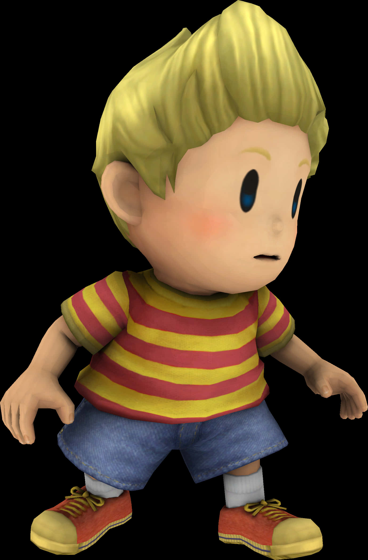 Animated Boy Red Yellow Striped Shirt