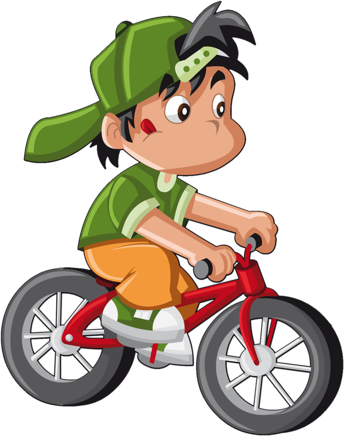 Animated Boy Riding Bicycle