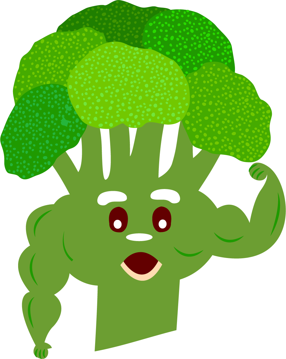 Animated Broccoli Character Flexing