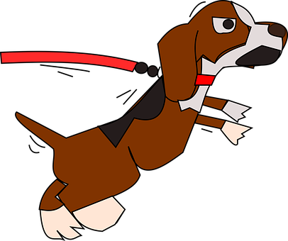 Animated Brown Dog Leash Jumping