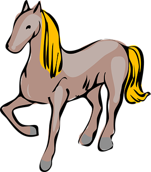 Animated Brown Horsewith Yellow Mane