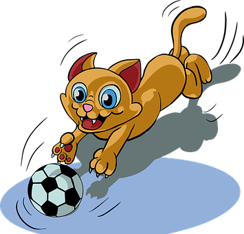 Animated Cat Playing Soccer