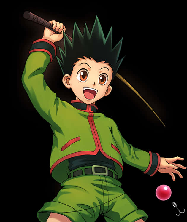 Animated Character Gon Fishing Rodand Ball