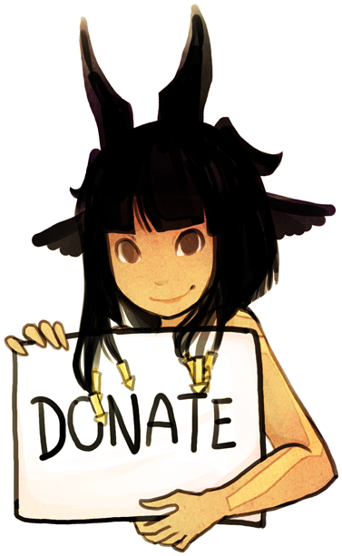 Animated Character Holding Donate Sign