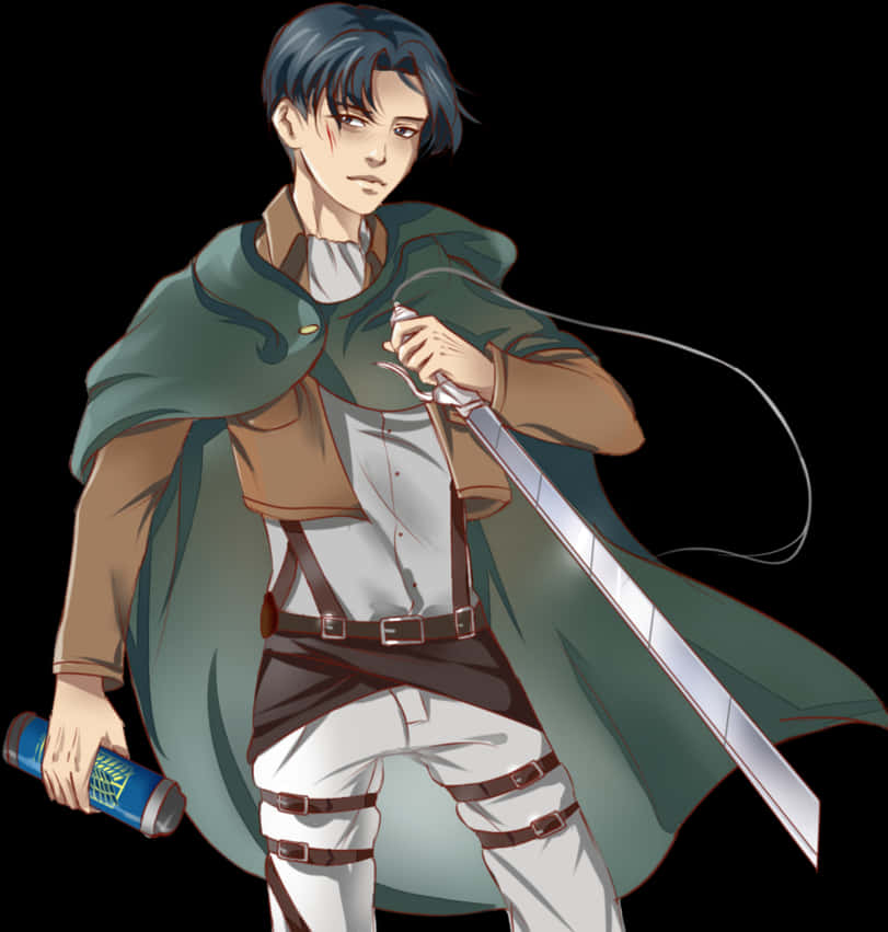 Animated Character Leviwith Swordand Cape