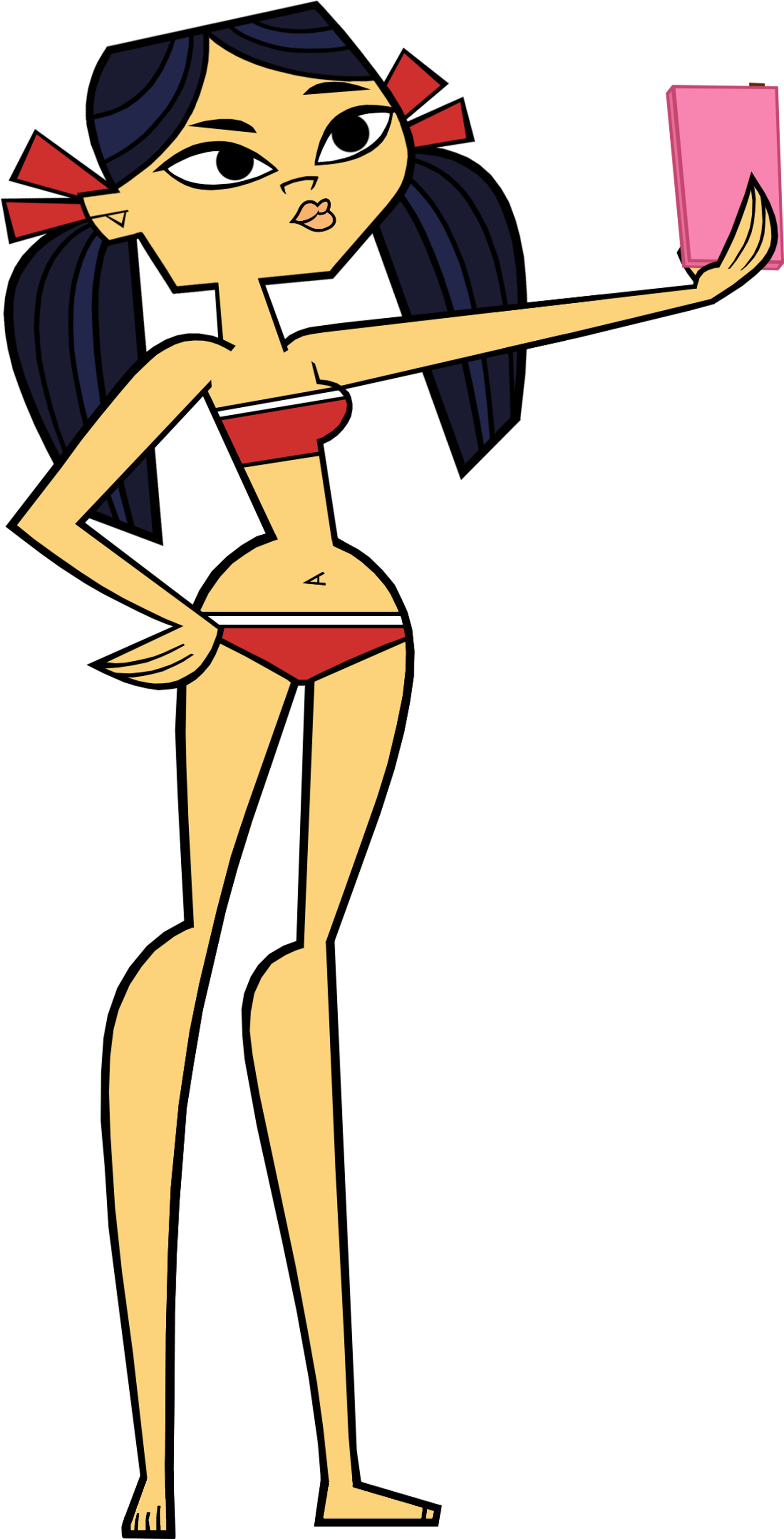 Animated Character Red Bikini Selfie